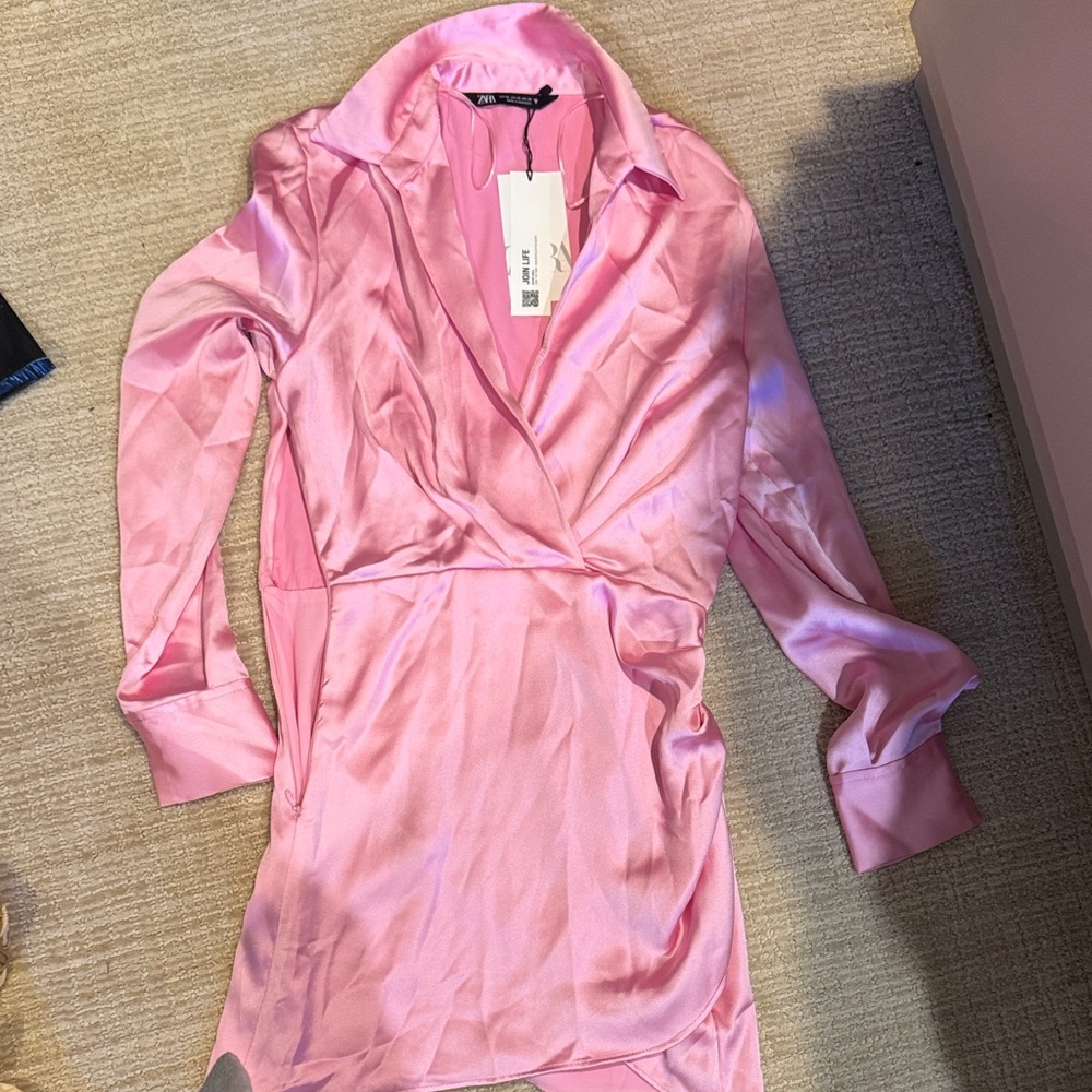 Zara Pink Satin Robe